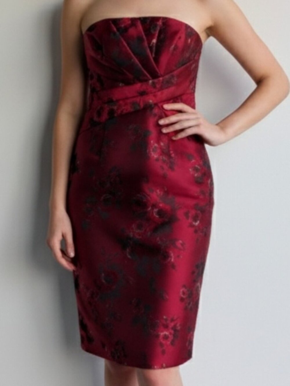 WHBM Satin Floral Strapless Dress